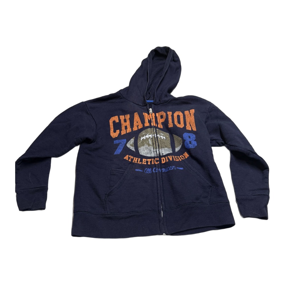 Hanes Mens Full Zip Hoodie Size Medium Navy Graphic - Picture 1 of 8